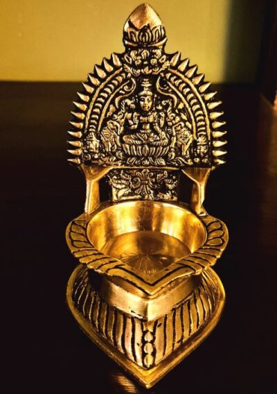 Exquisite Bronze Lakshmi Lamp - South Indian Style