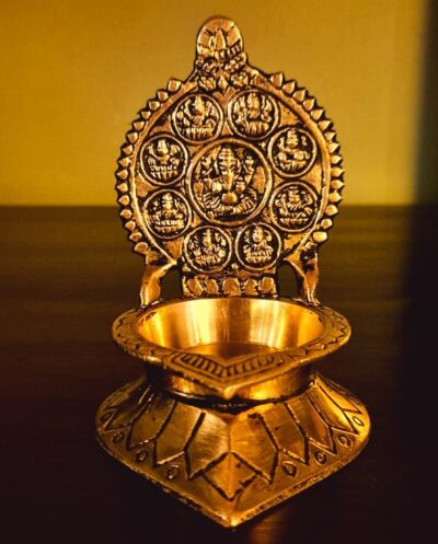 Exquisite Bronze Ashta Ganapathi Oil Lamp - South Indian Style