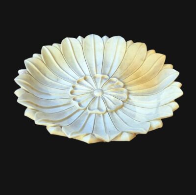 Exquisite Marble Decorative Flower Carved Bowl - 24" Diameter x 5" Depth