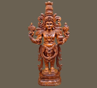 Premium Teak Wood Dhanvantari Statue – Handcrafted by Kerala Artisans